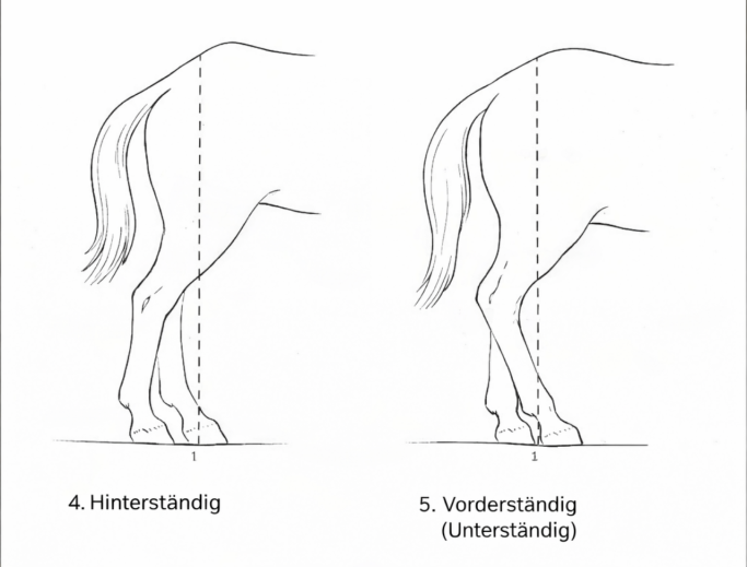Anatomische Zeichnung von Fehlstellungen beim Pferd